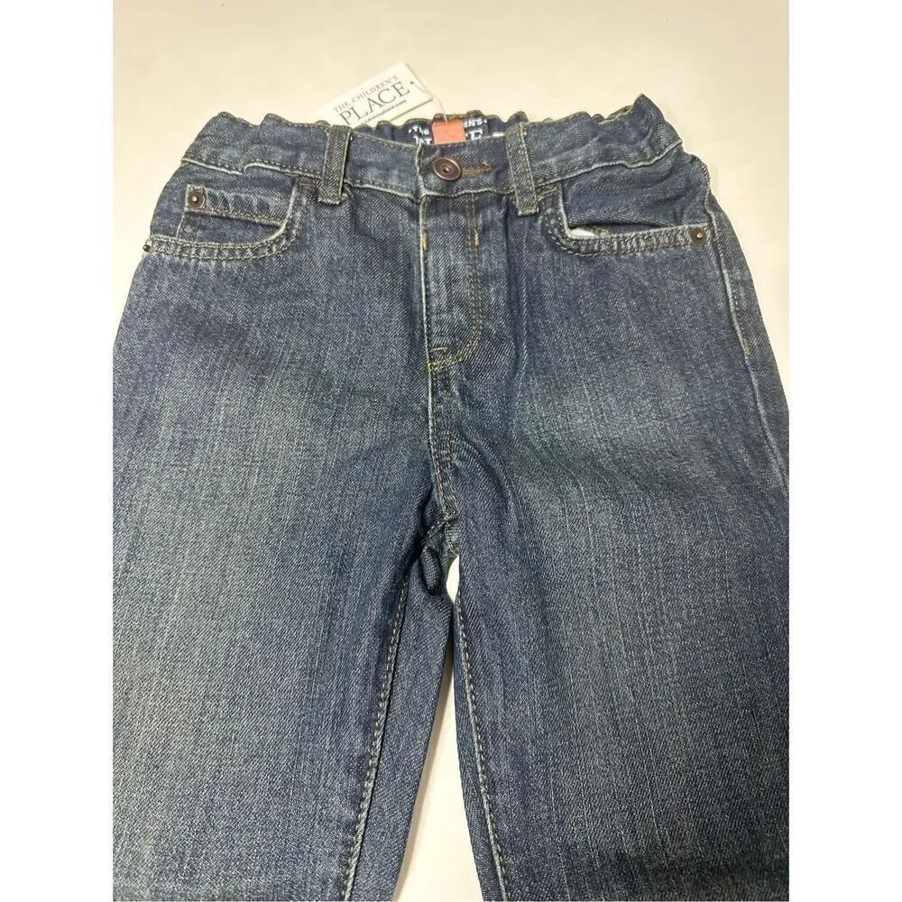 NWT The Children's Place Bootcut Jeans Boys Size 5T Dark Blue Adjustable Waist